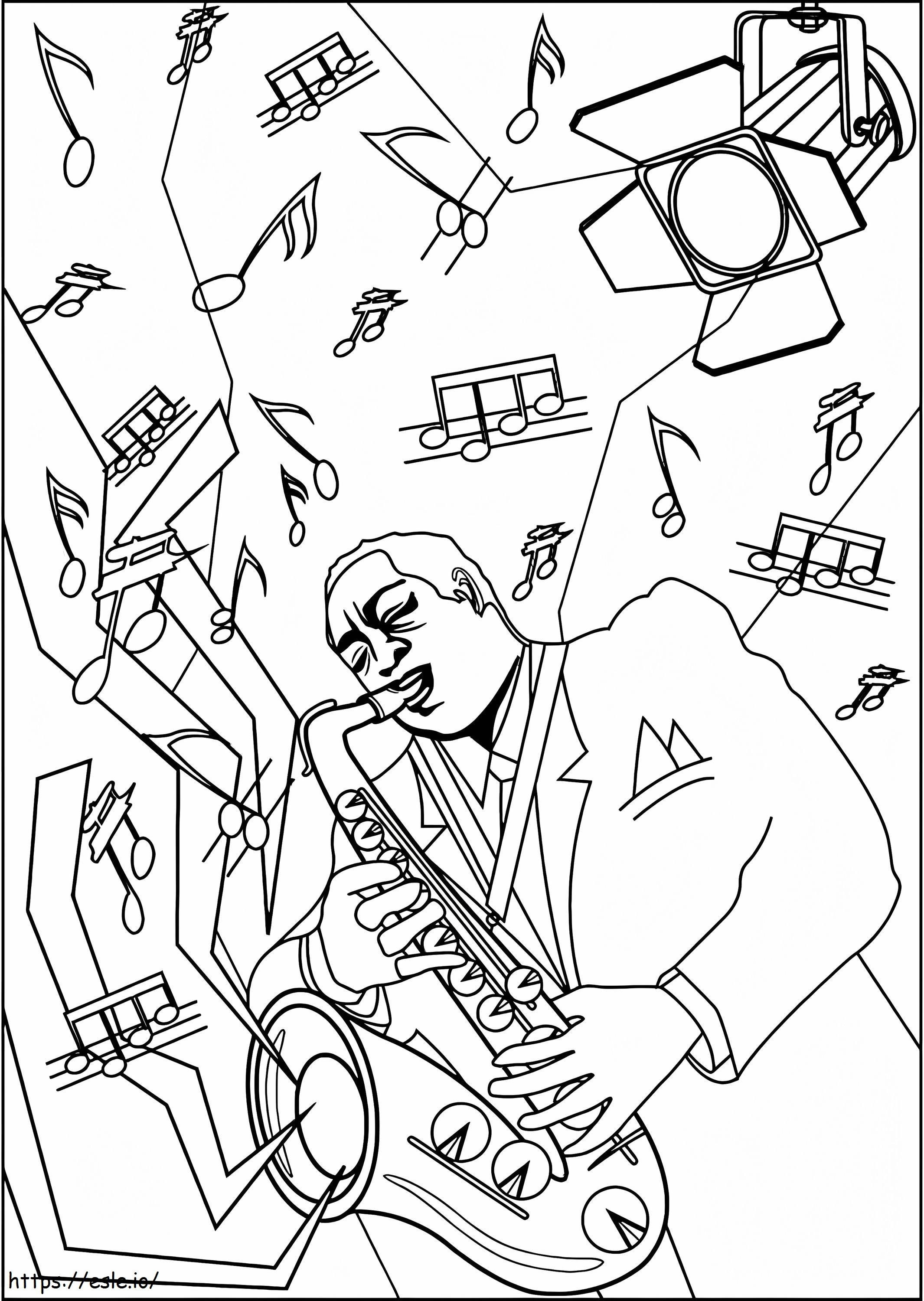 Coloriage Visage d'homme saxophoniste à imprimer dessin