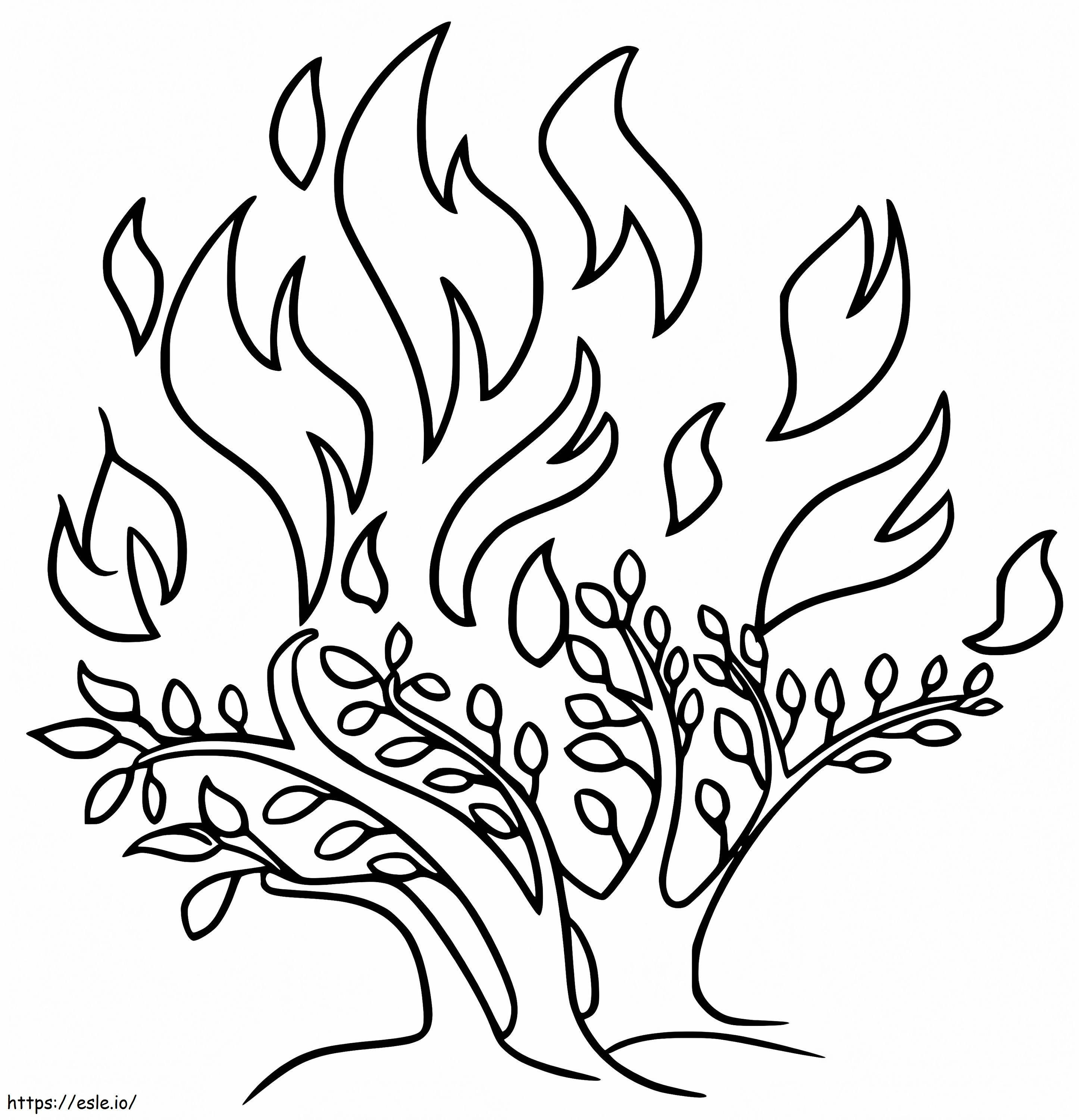 印刷可能な「燃える茂み」 ぬりえ - 塗り絵