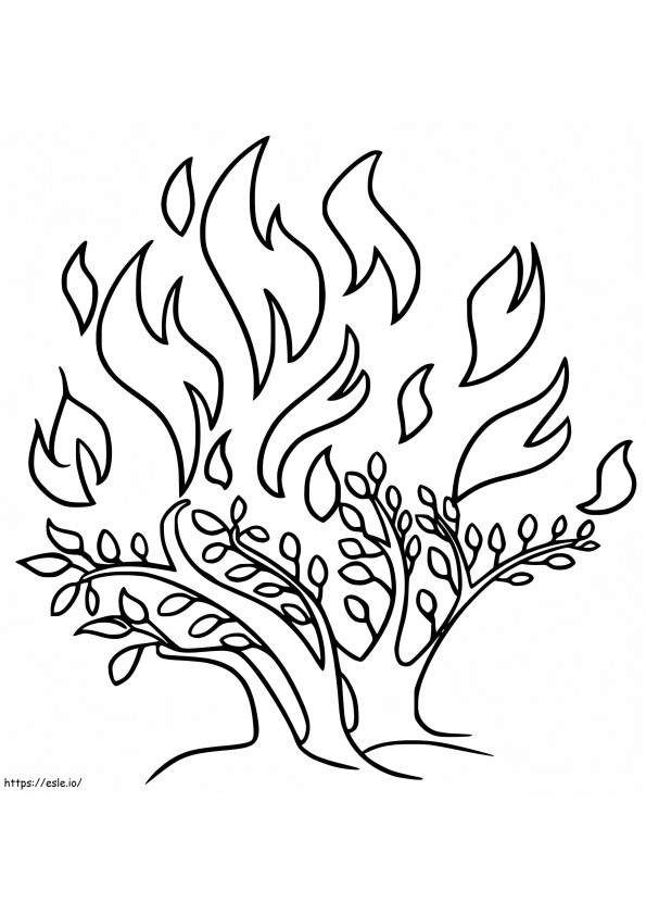 印刷可能な「燃える茂み」 ぬりえ - 塗り絵