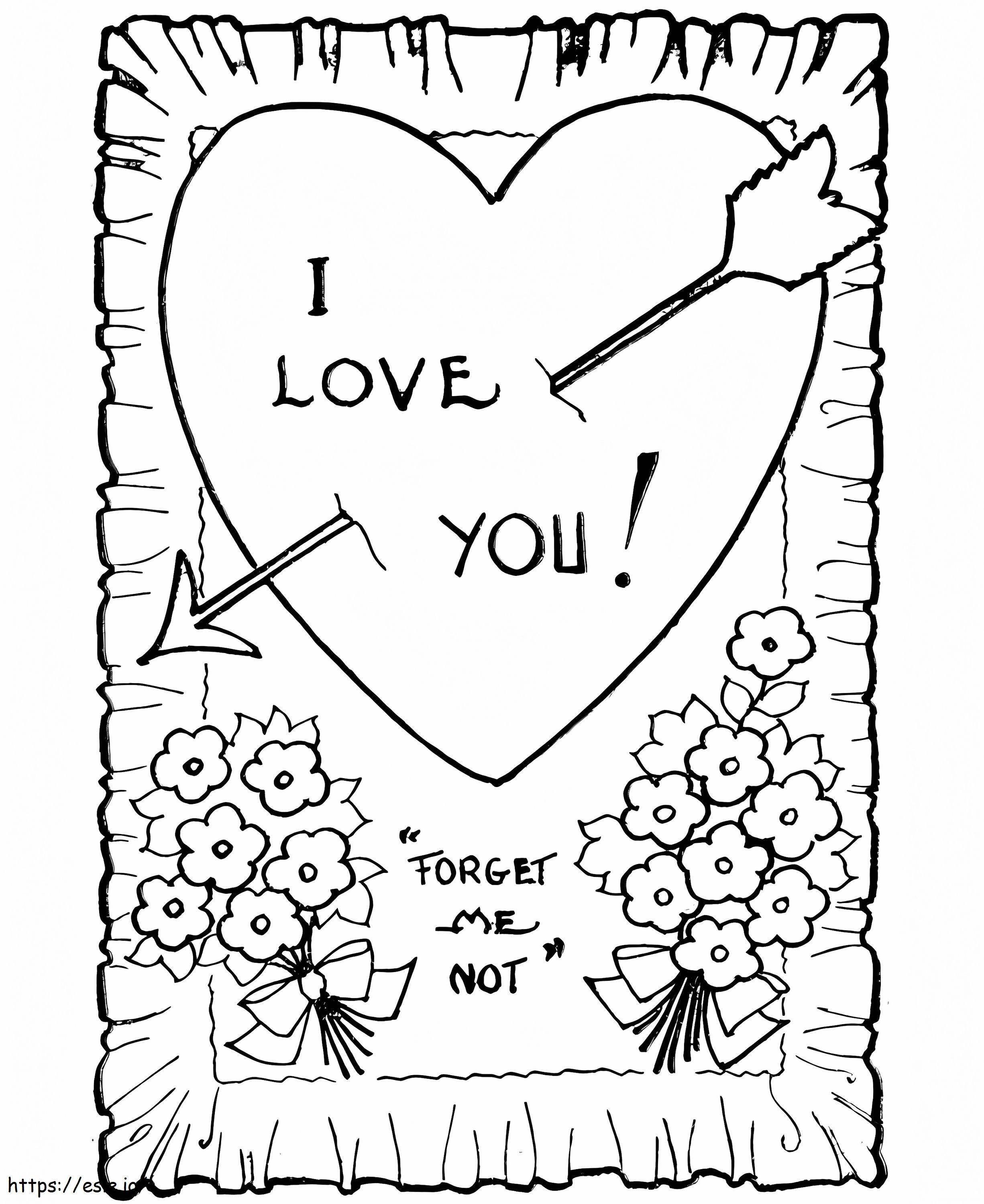 Carte de Ziua Îndrăgostiților imprimabilă de colorat