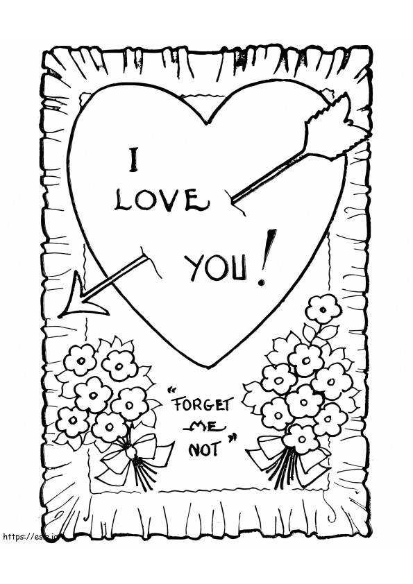 Coloriage Carte Saint Valentin imprimable à imprimer dessin