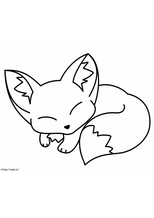 Coloriage mignon, renard, dormir à imprimer dessin