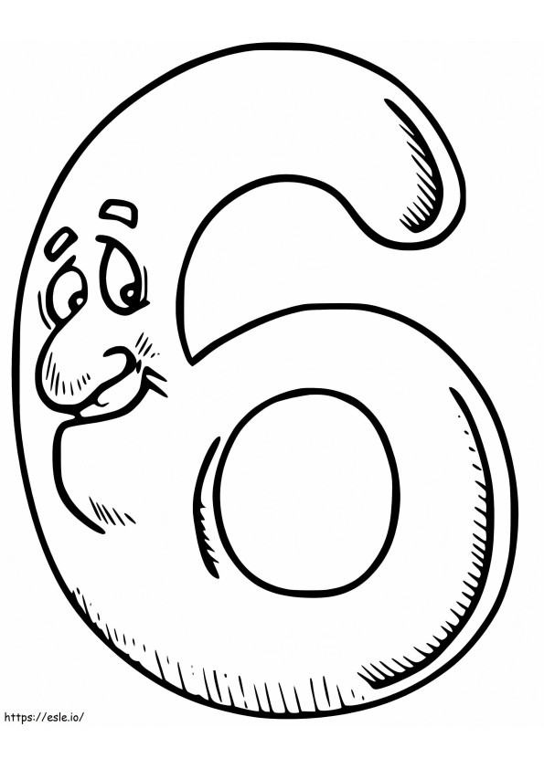 Funny Number 6 coloring page