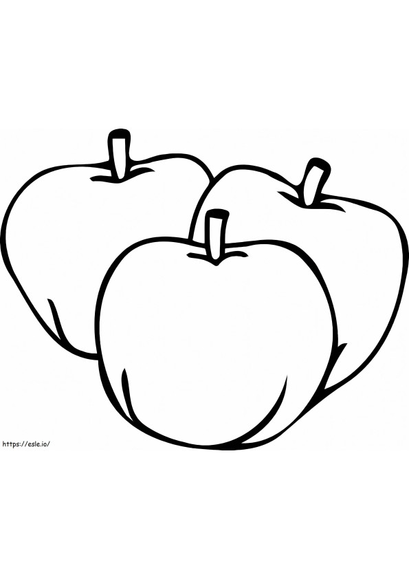 Desenho de três maçãs para colorir
