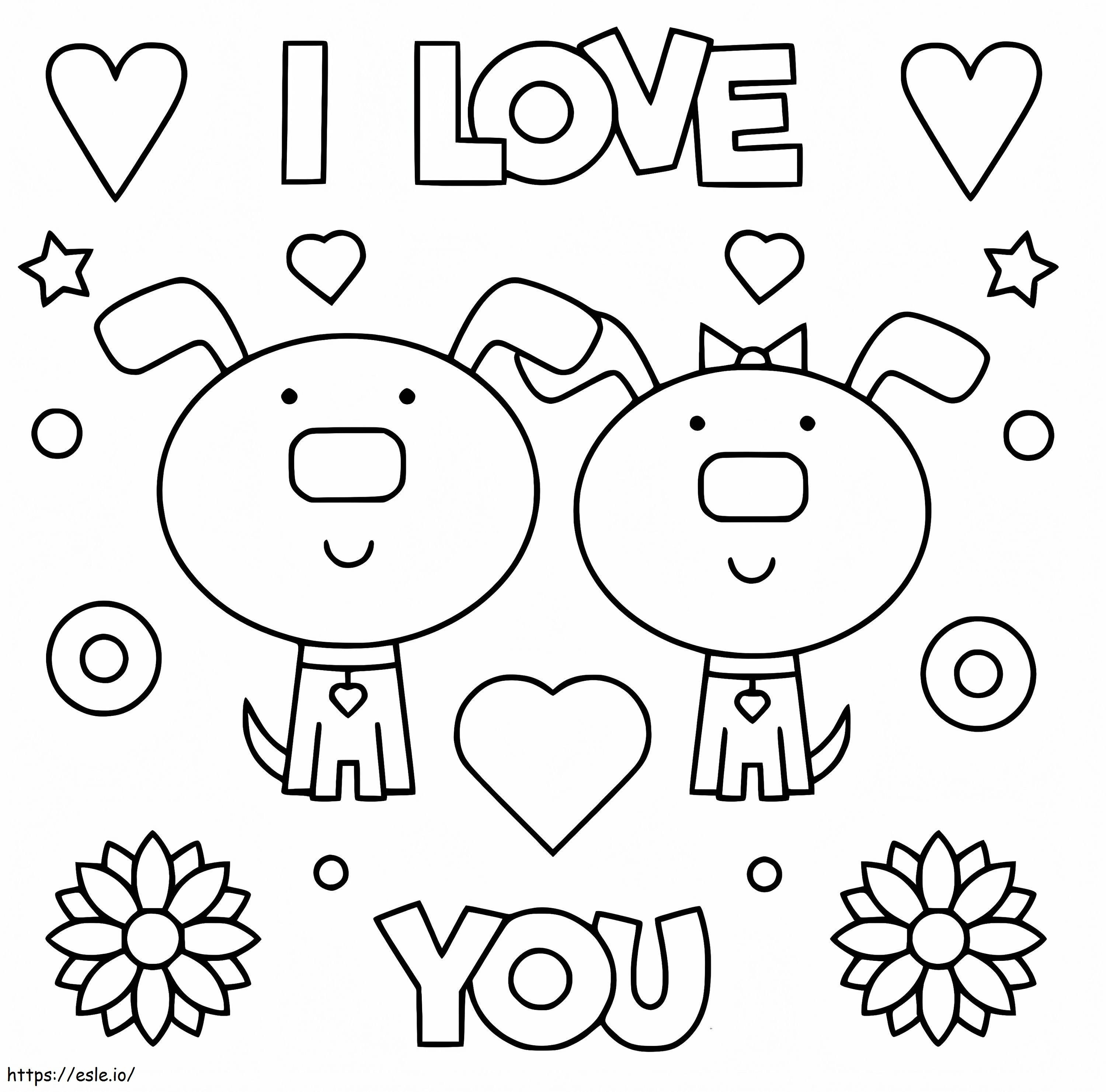 Cute Puppy Couple coloring page