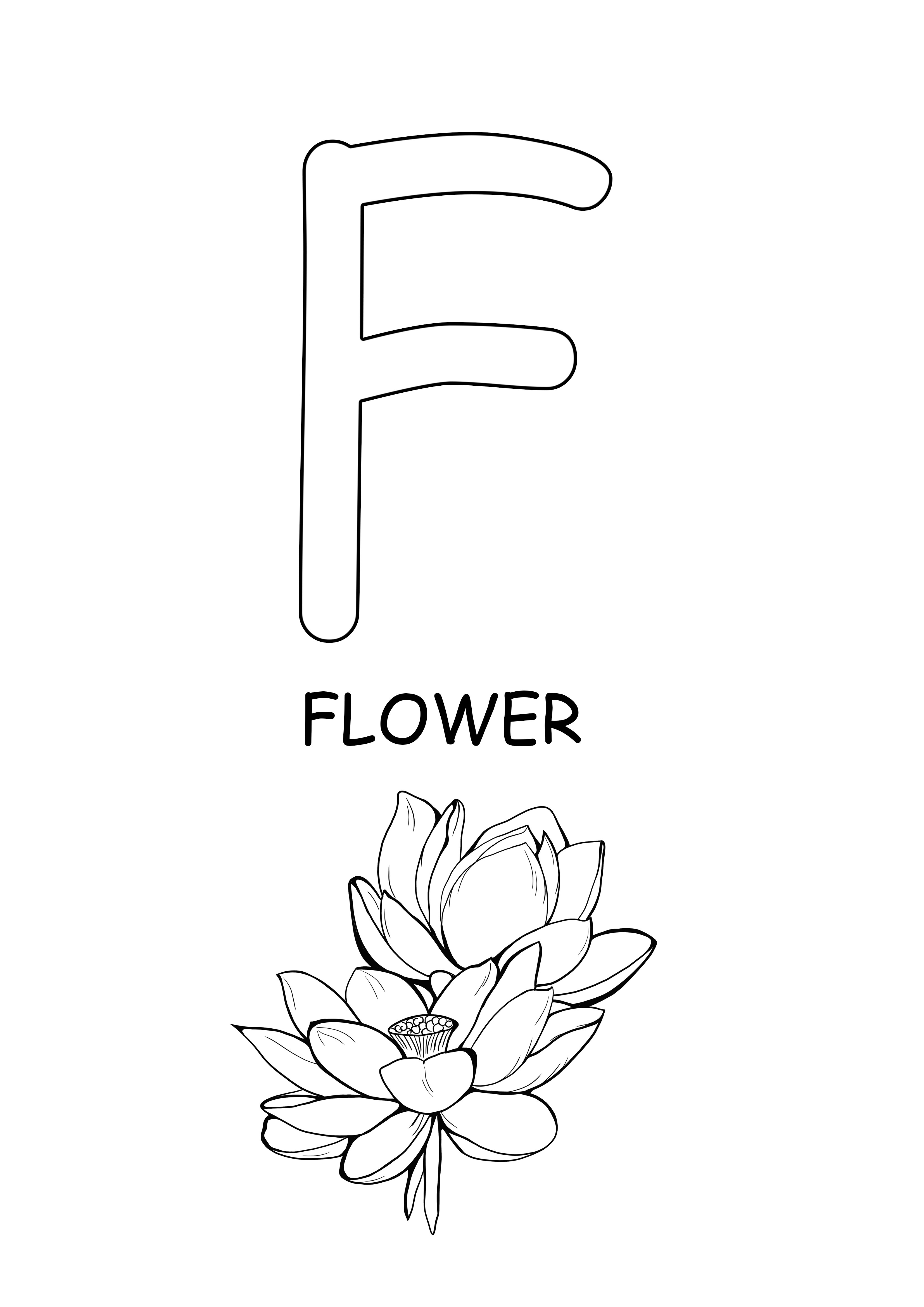isot kirjaimet sana-kukka värittää ja tulostaa vapaa sana