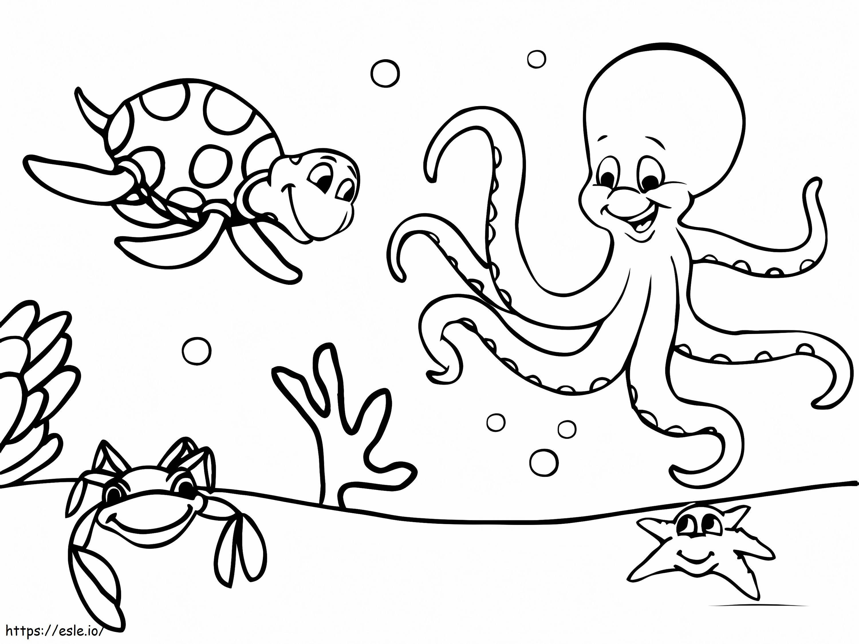 Happy Ocean Scene coloring page