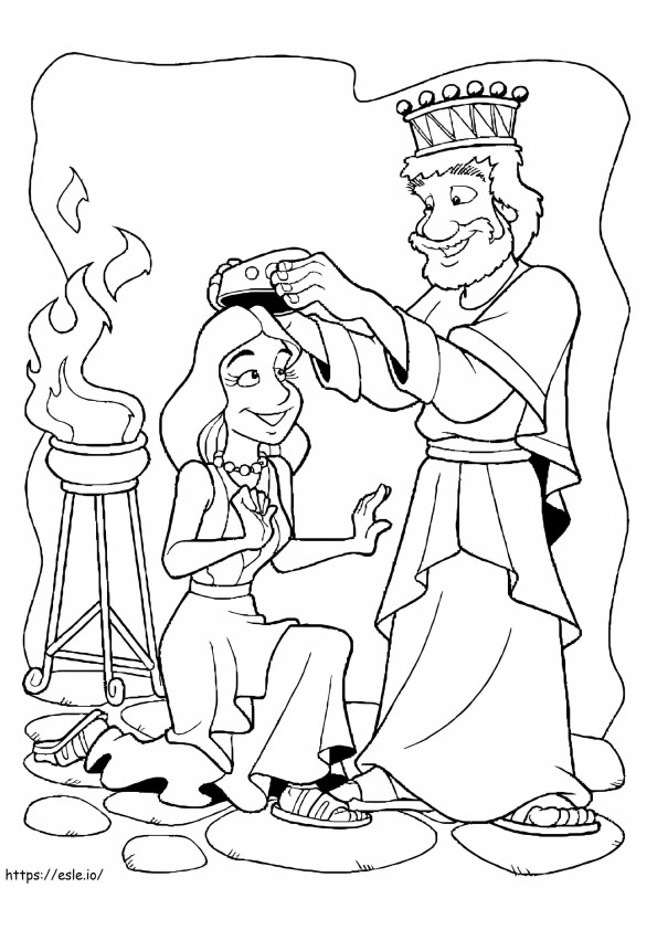 Coloriage La reine Esther et le roi à imprimer dessin