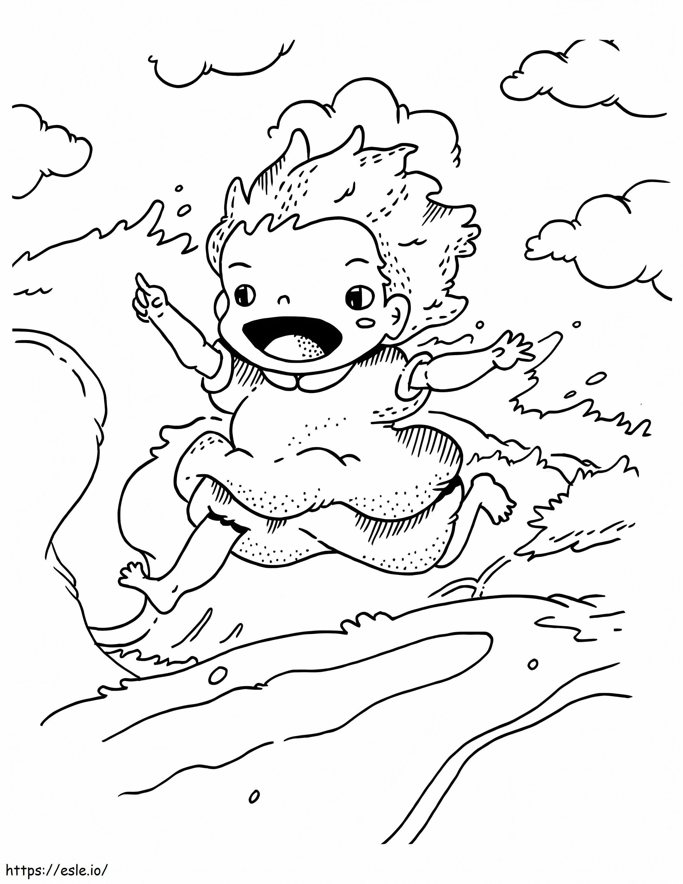 Happy Ponyo coloring page