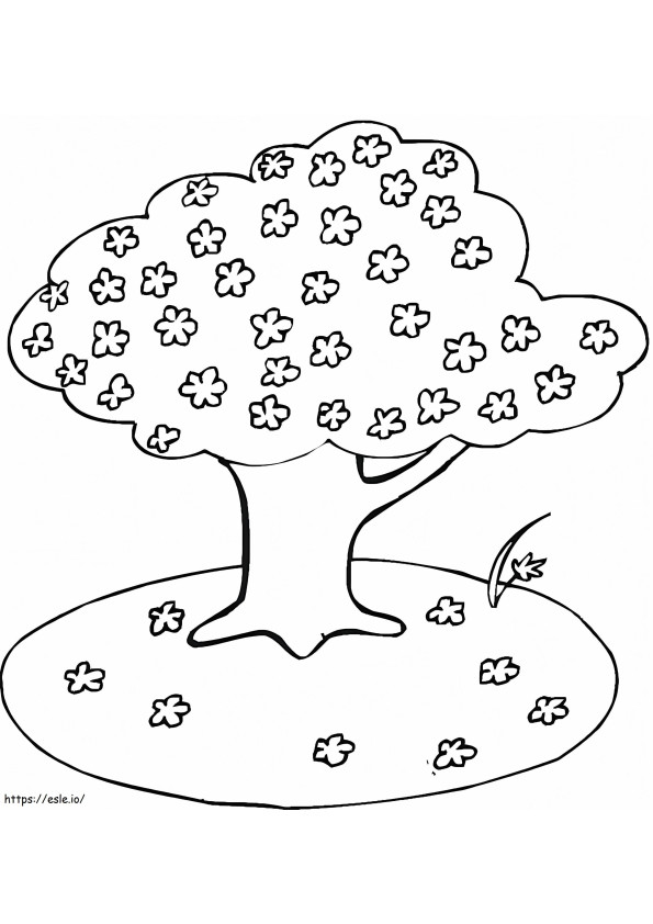Kwitnące drzewo do druku kolorowanka