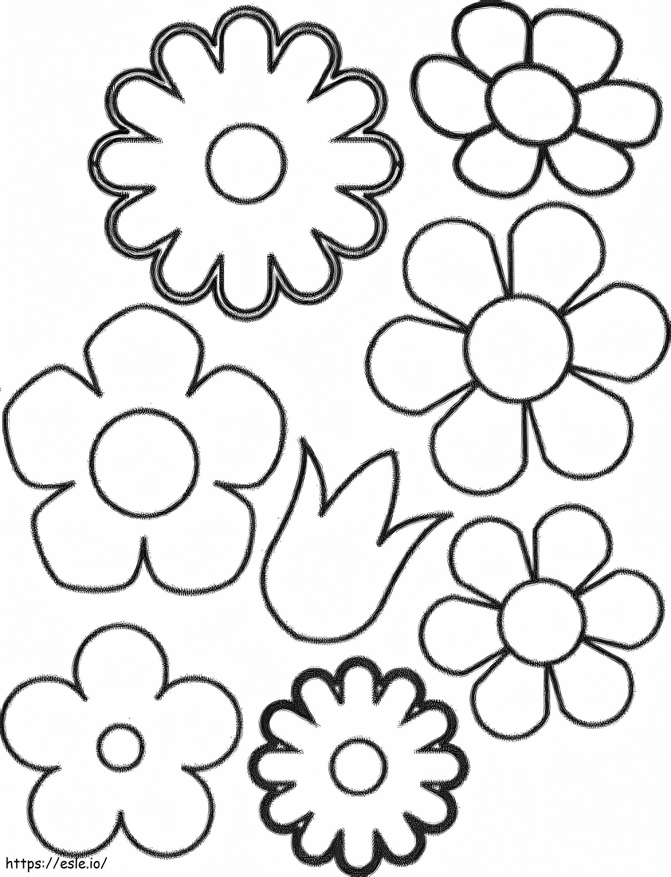 Coloriage Formes de fleurs simples à imprimer dessin