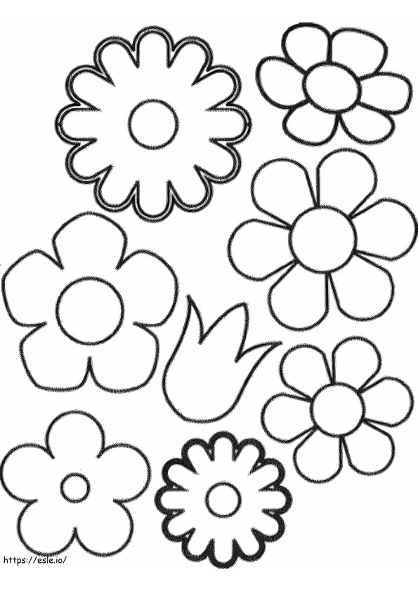 Eenvoudige bloemvormen kleurplaat