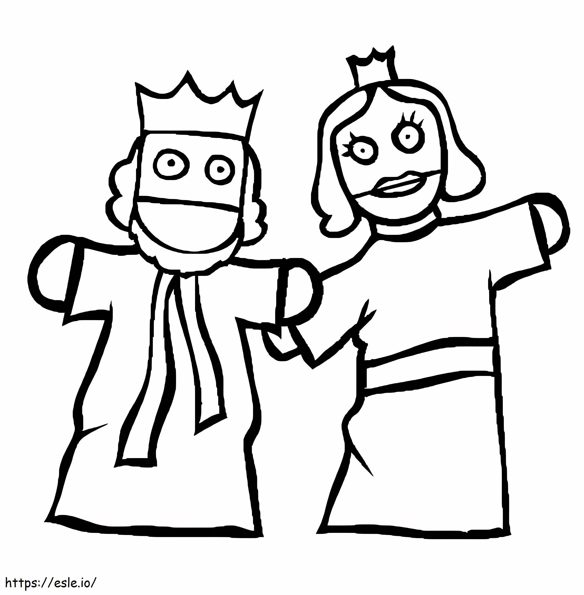 King And Queen Puppets coloring page