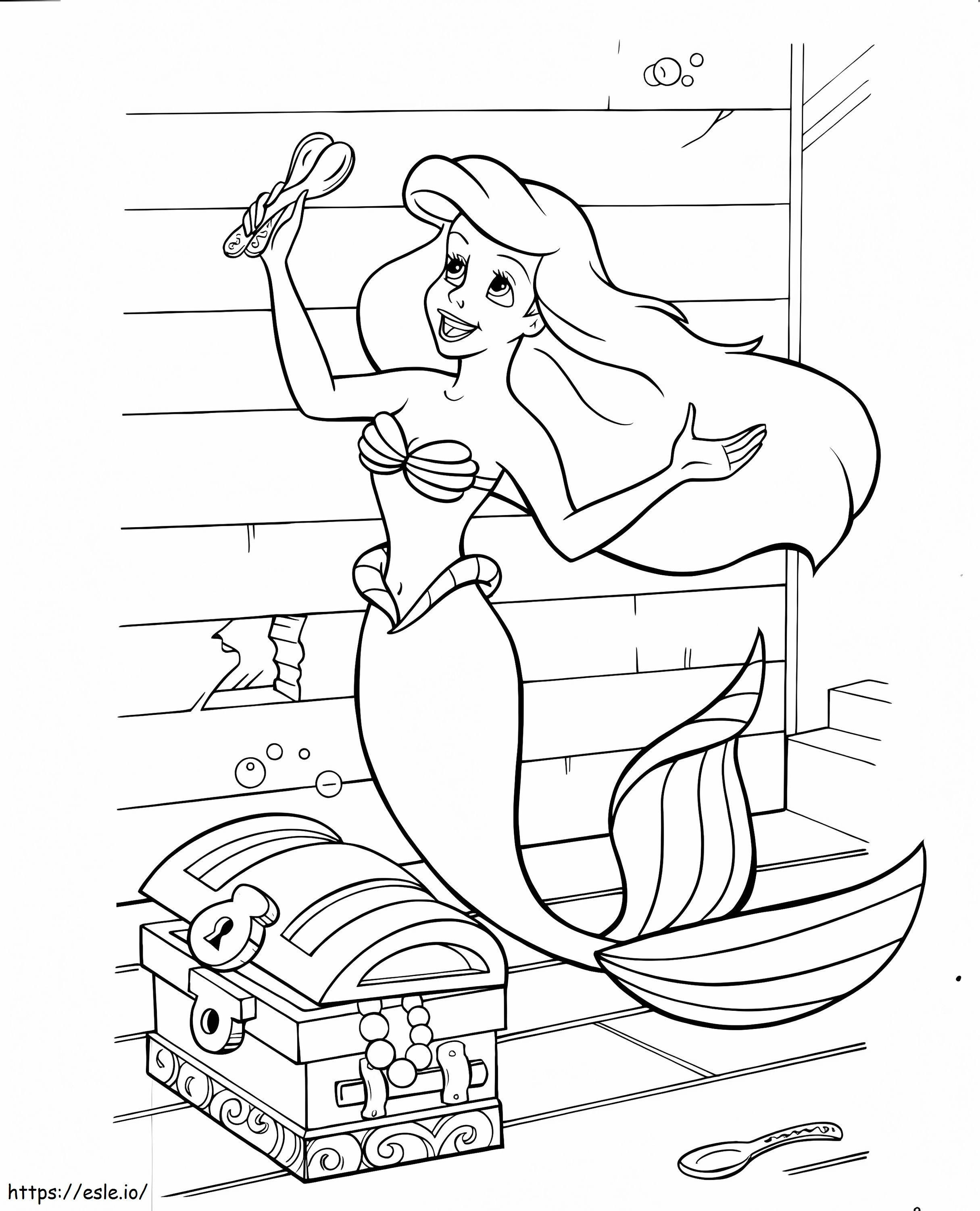 Ariel And The Treasure coloring page