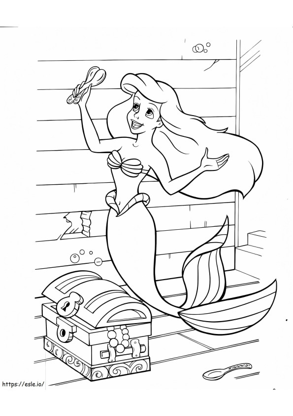Coloriage Ariel et le trésor à imprimer dessin
