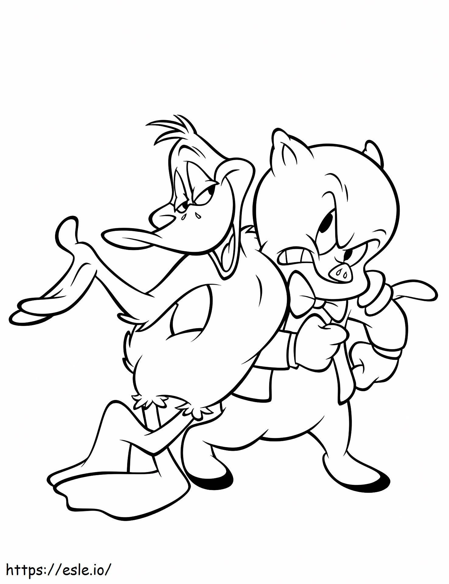 Coloriage  Duffy Duck et Porky Pig A4 à imprimer dessin