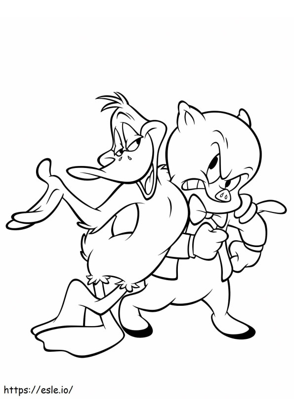 Duffy Duck And Porky Pig A4 coloring page