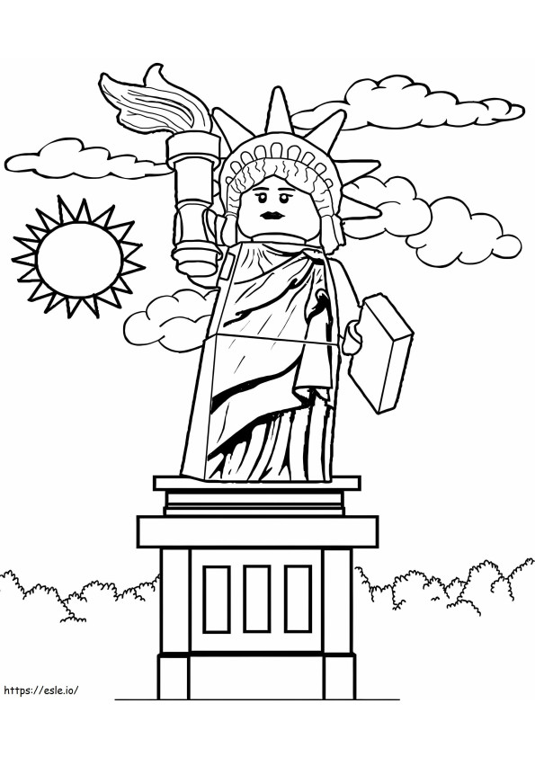Coloriage Lego City Statue de la Liberté à imprimer dessin
