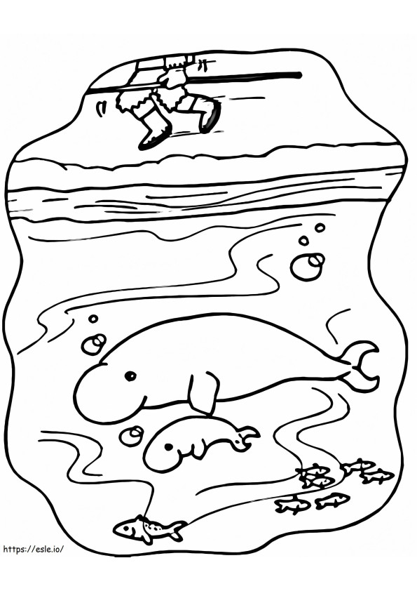 anne ve bebek deniz ayısı yüzme boyama