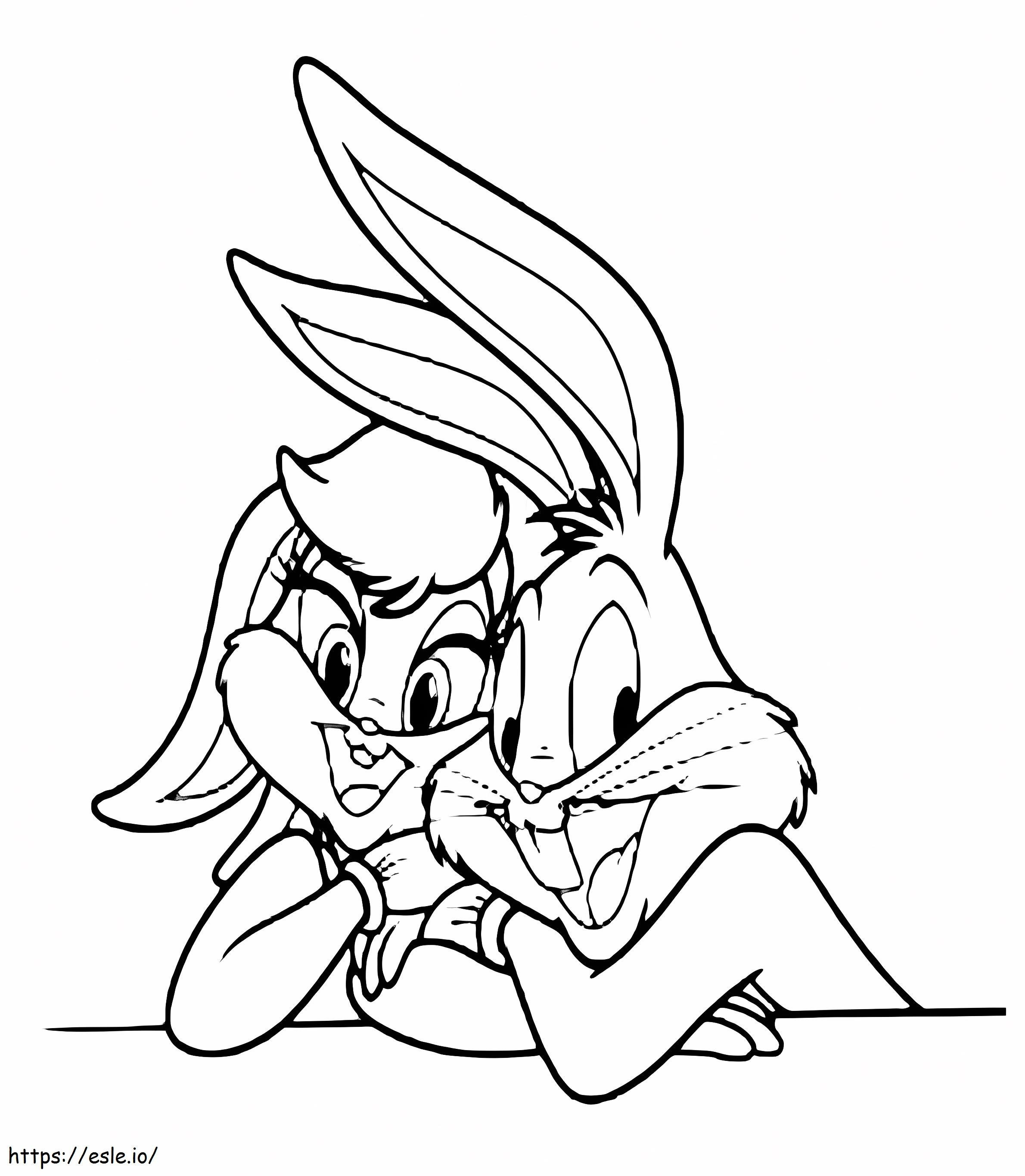 Bebé Bugs Bunny con Lola para colorear