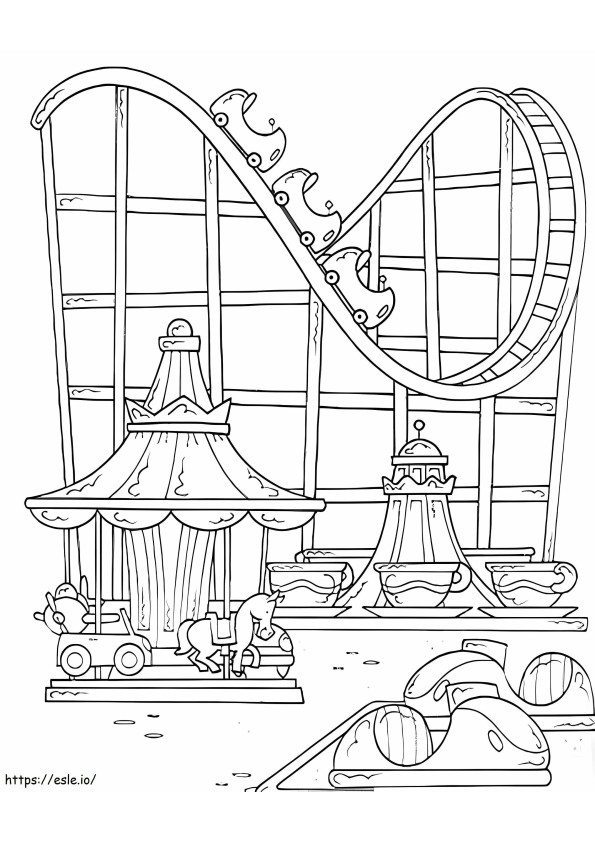 Cute Roller Coaster coloring page