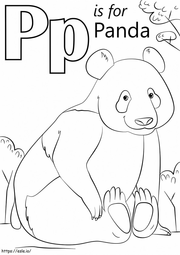Panda Letter P coloring page