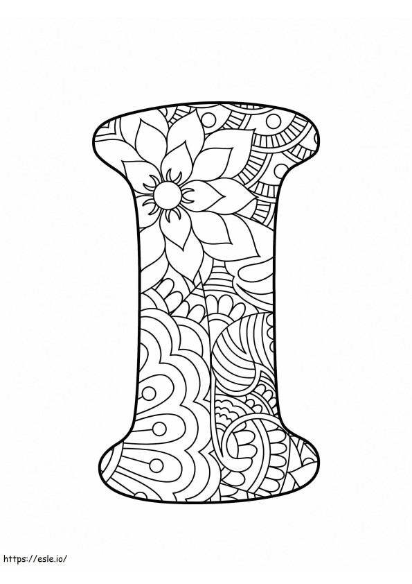 Alfabeto Mandala Letra I para colorir