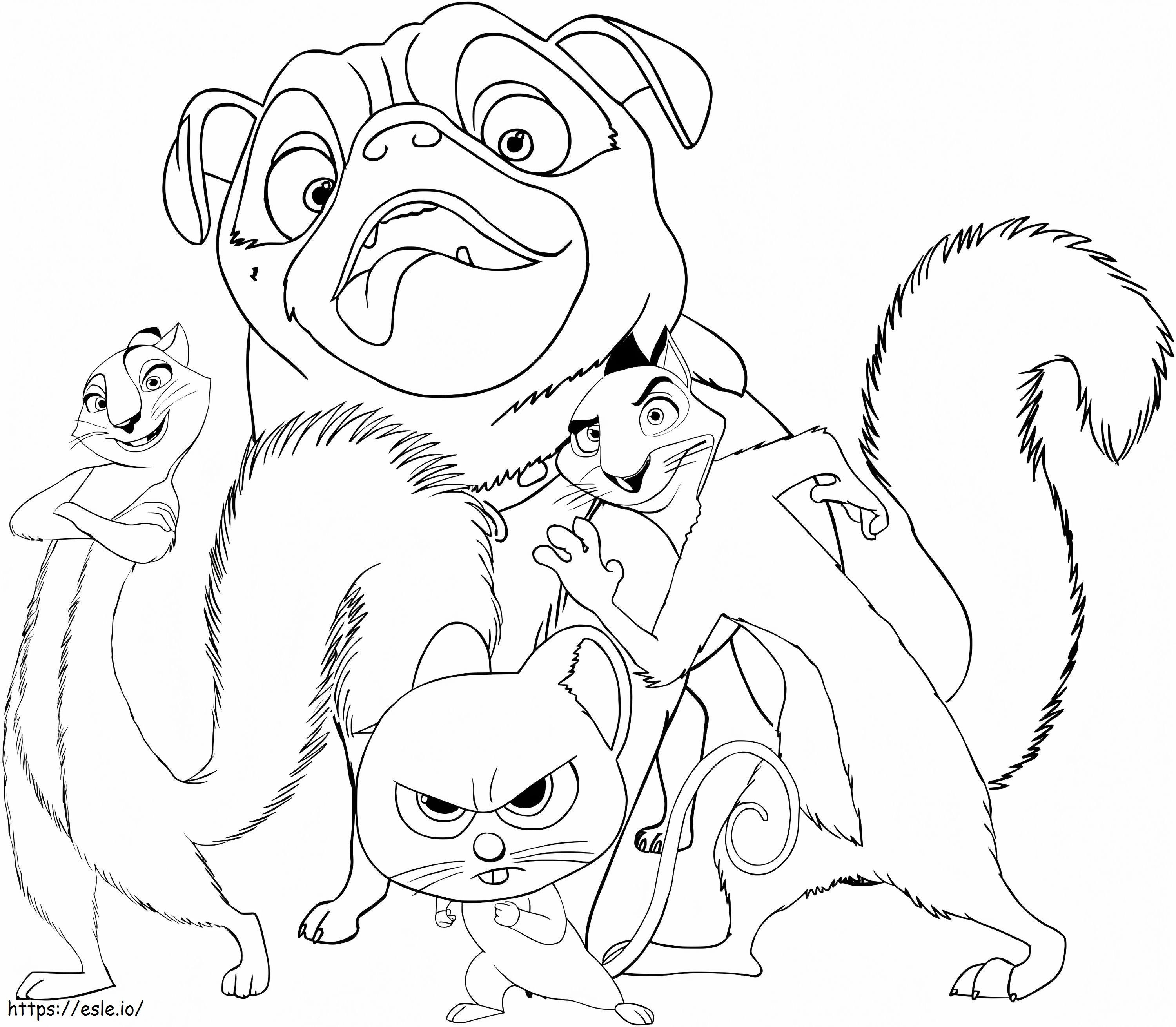 Characters From The Nut Job coloring page