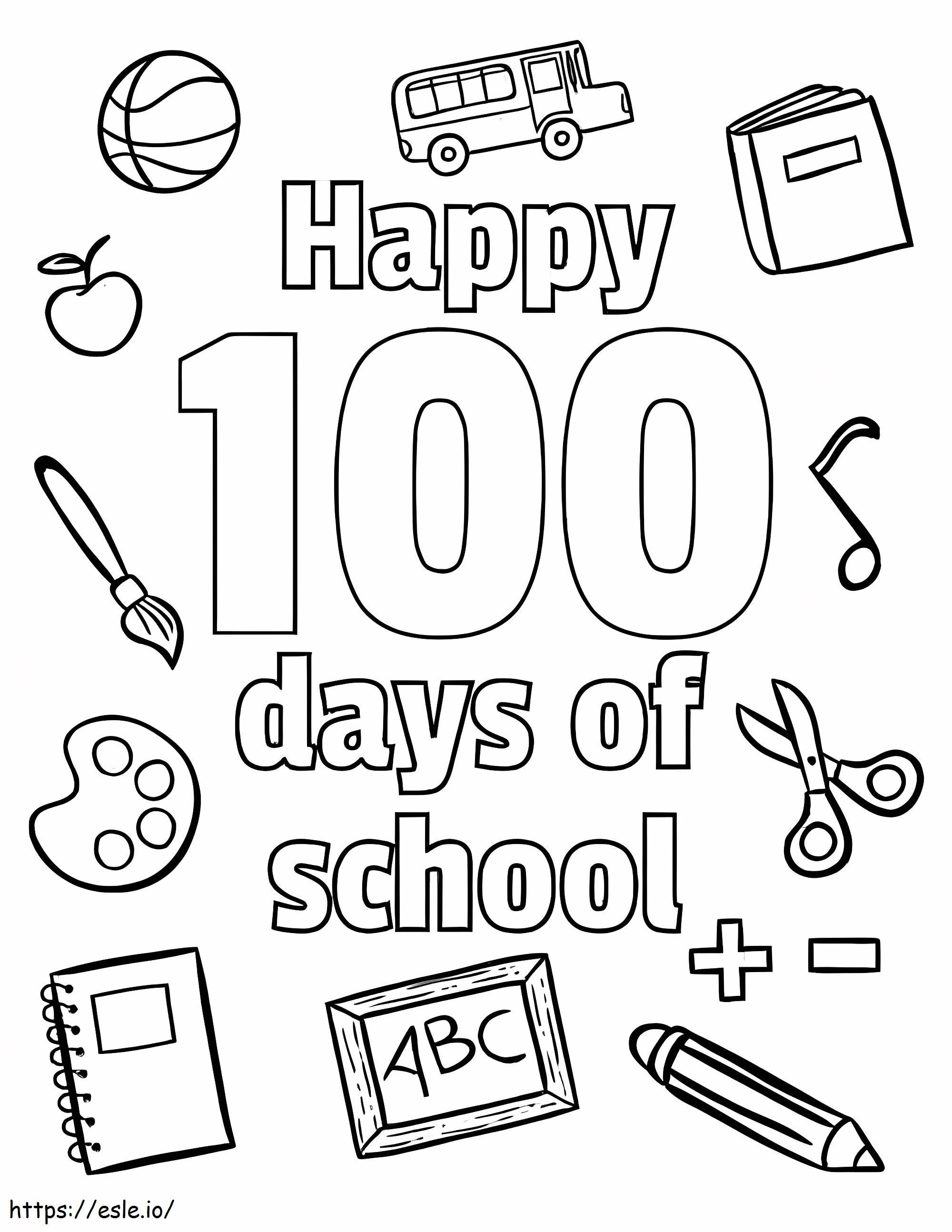 Ilmainen tulostettava 100. koulupäivä värityskuva