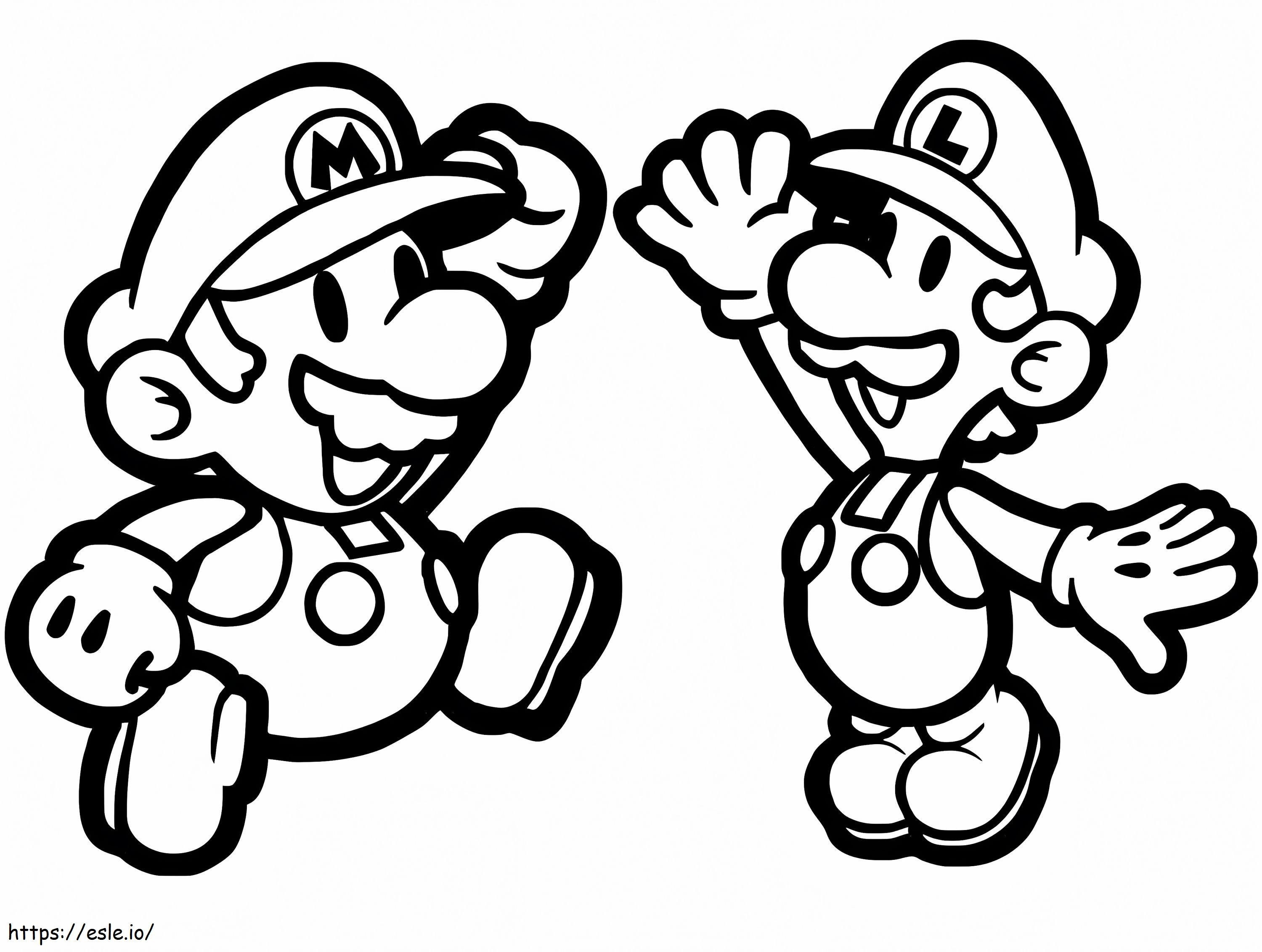Papieren Mario en Luigi kleurplaat kleurplaat