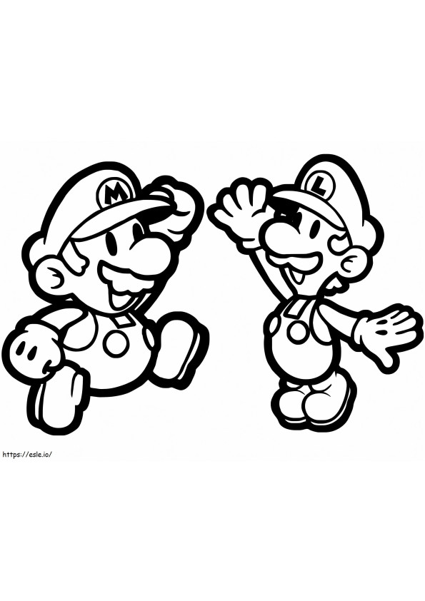 Paperi Mario ja Luigi värityskuva