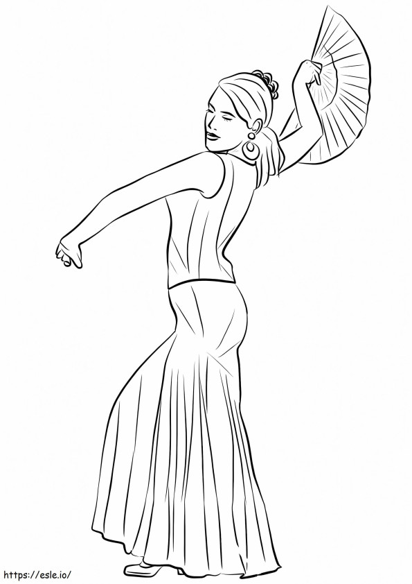 踊るスペイン人女性 ぬりえ - 塗り絵