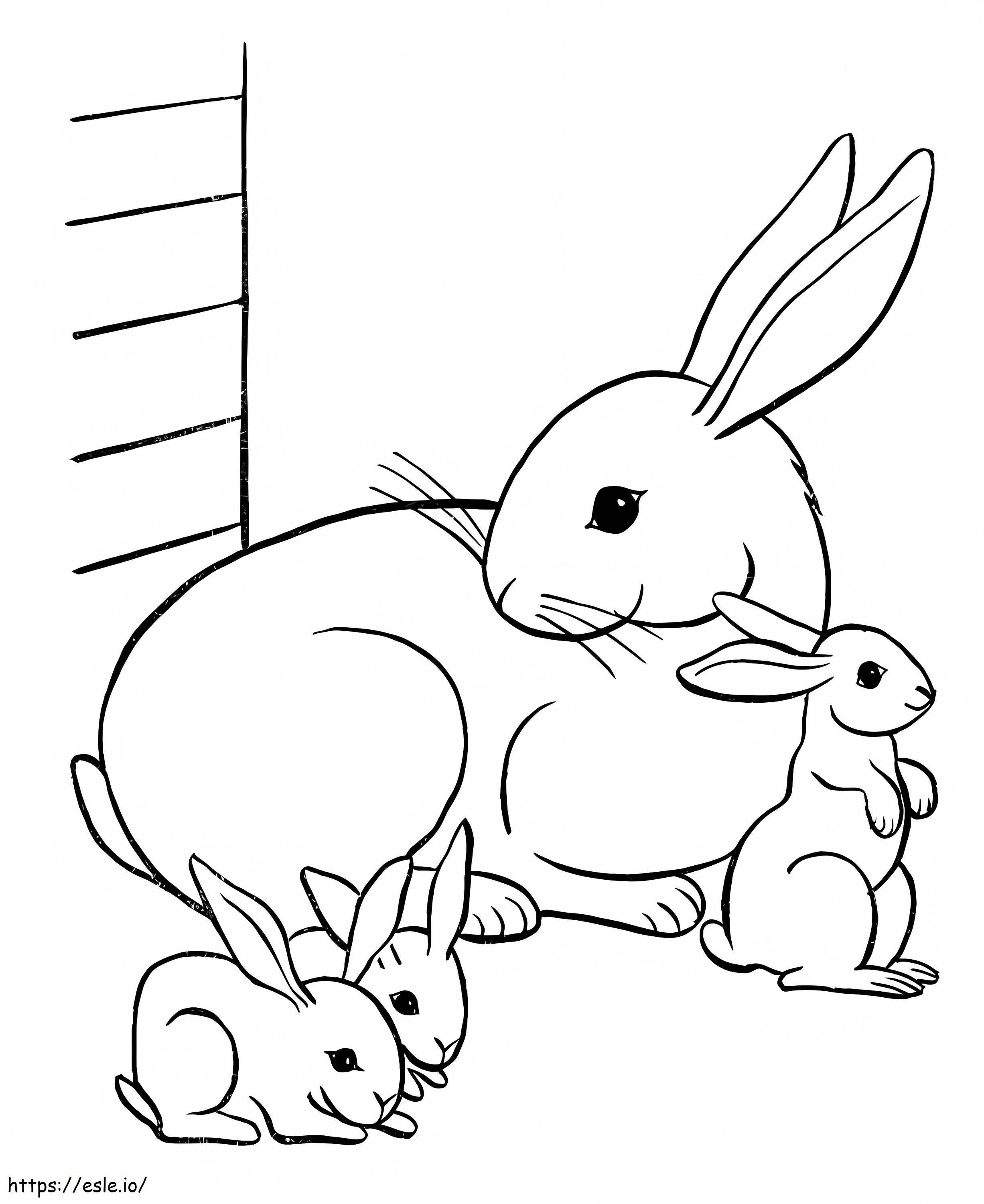 Conejos familiares para colorear