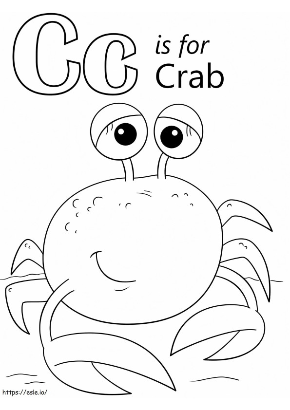 Crab Letter C coloring page