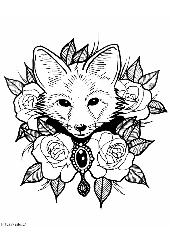 Süßer Fuchs mit Rosen ausmalbilder