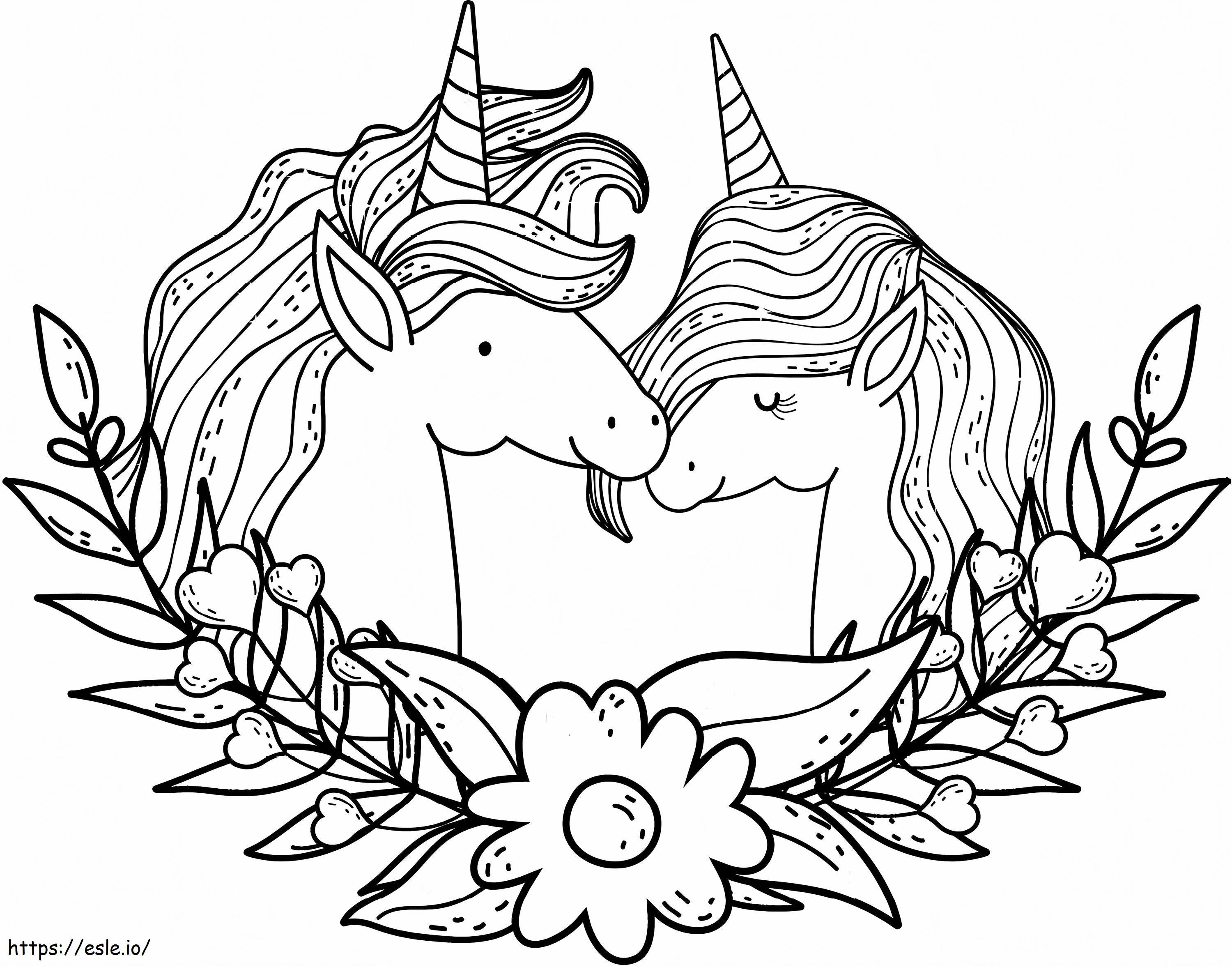 Un cuplu unicorn de colorat