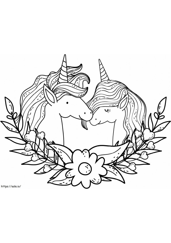 Coloriage Un couple de licornes à imprimer dessin
