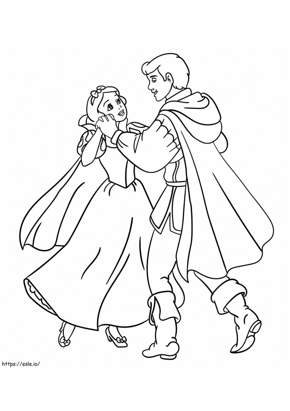Coloriage Blanche-Neige et le prince qui danse à imprimer dessin
