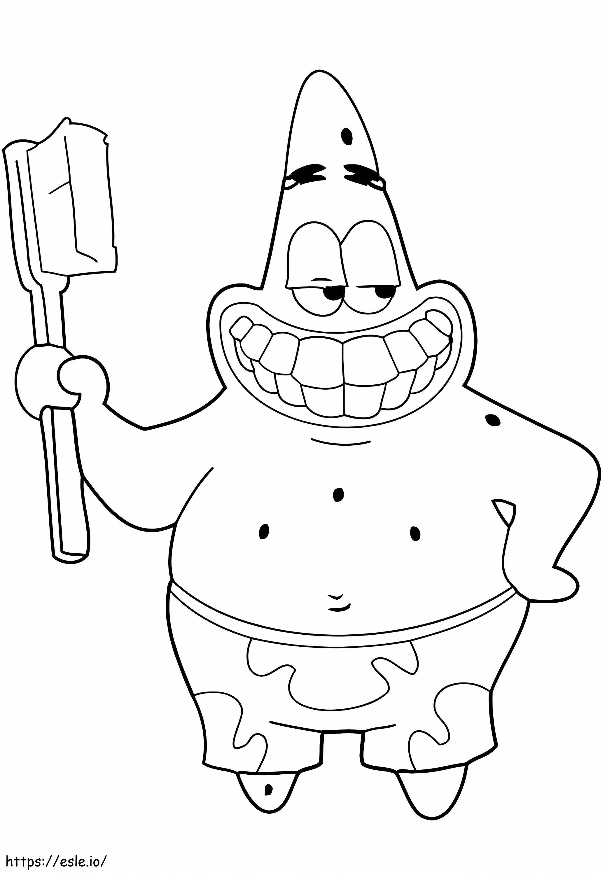 Patrick Star Holding A Toothbrush coloring page