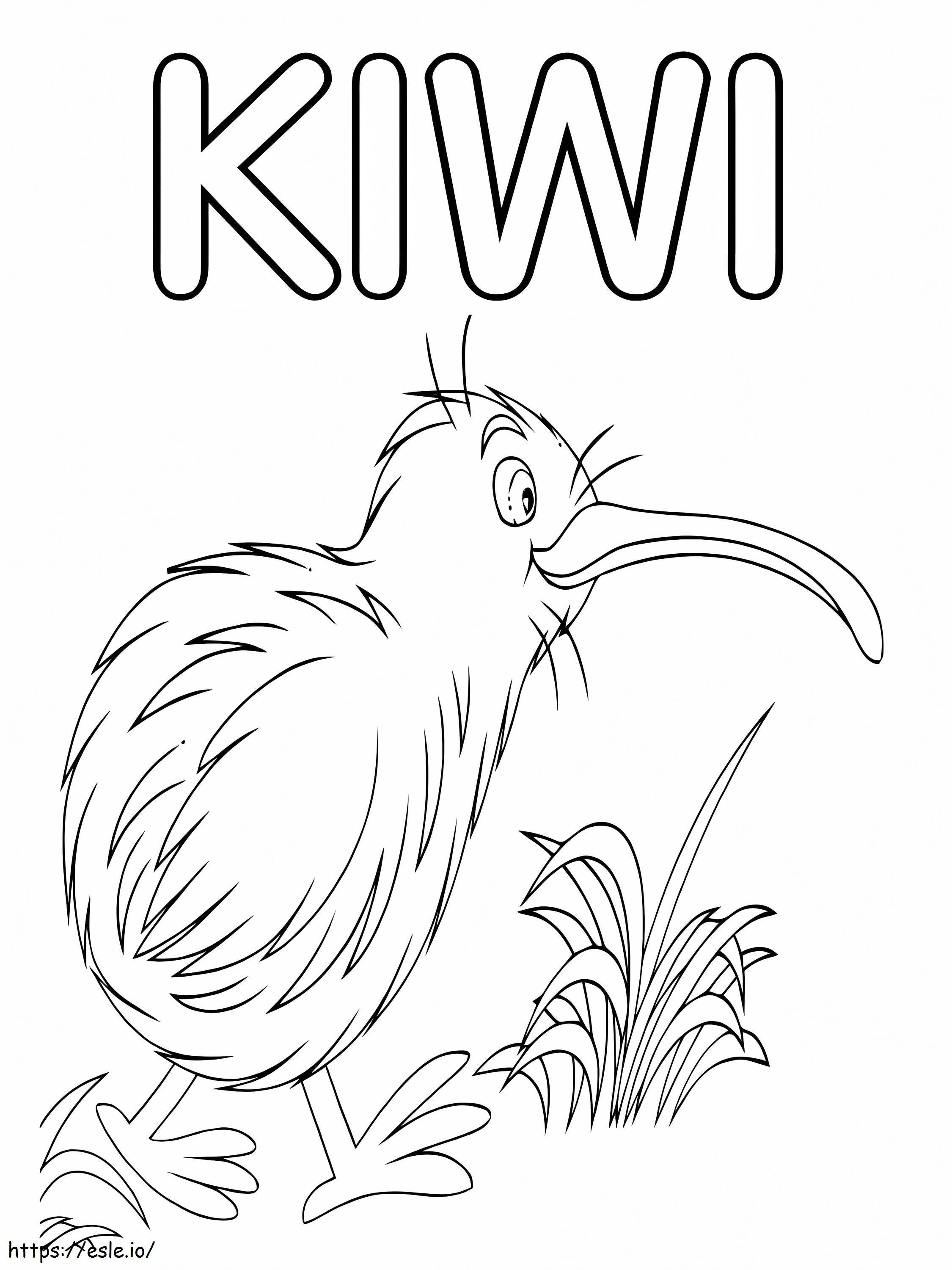 Pájaro kiwi caminando para colorear
