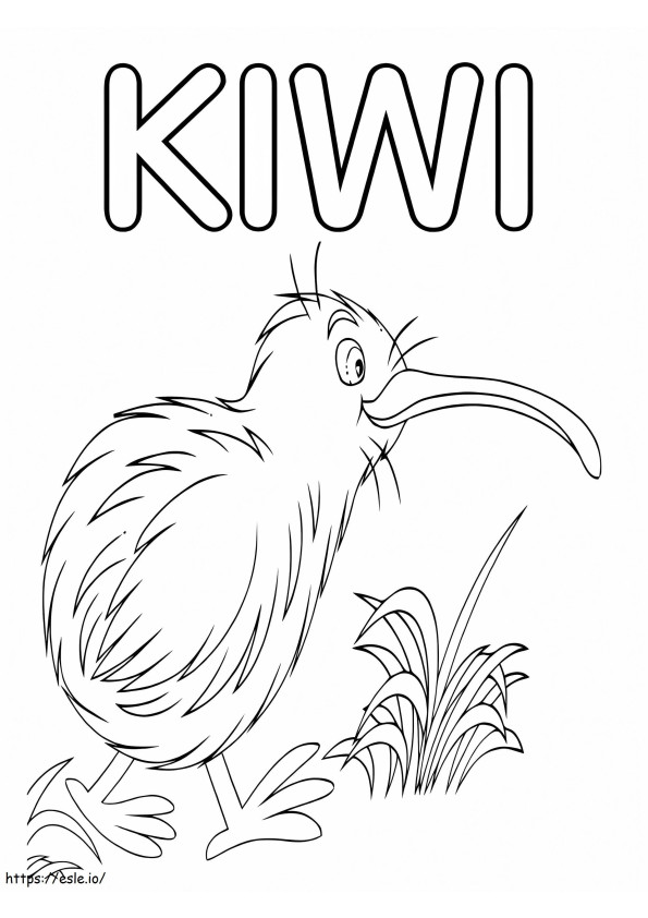 Uccello kiwi che cammina da colorare
