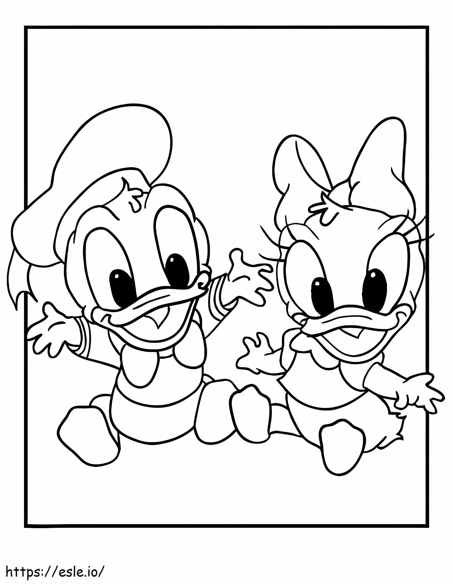 Bebê Margarida e Pato Donald para colorir