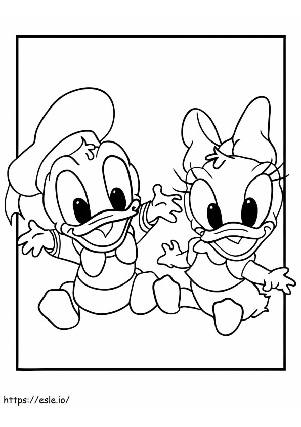 Baby Daisy Duck en Donald Duck kleurplaat