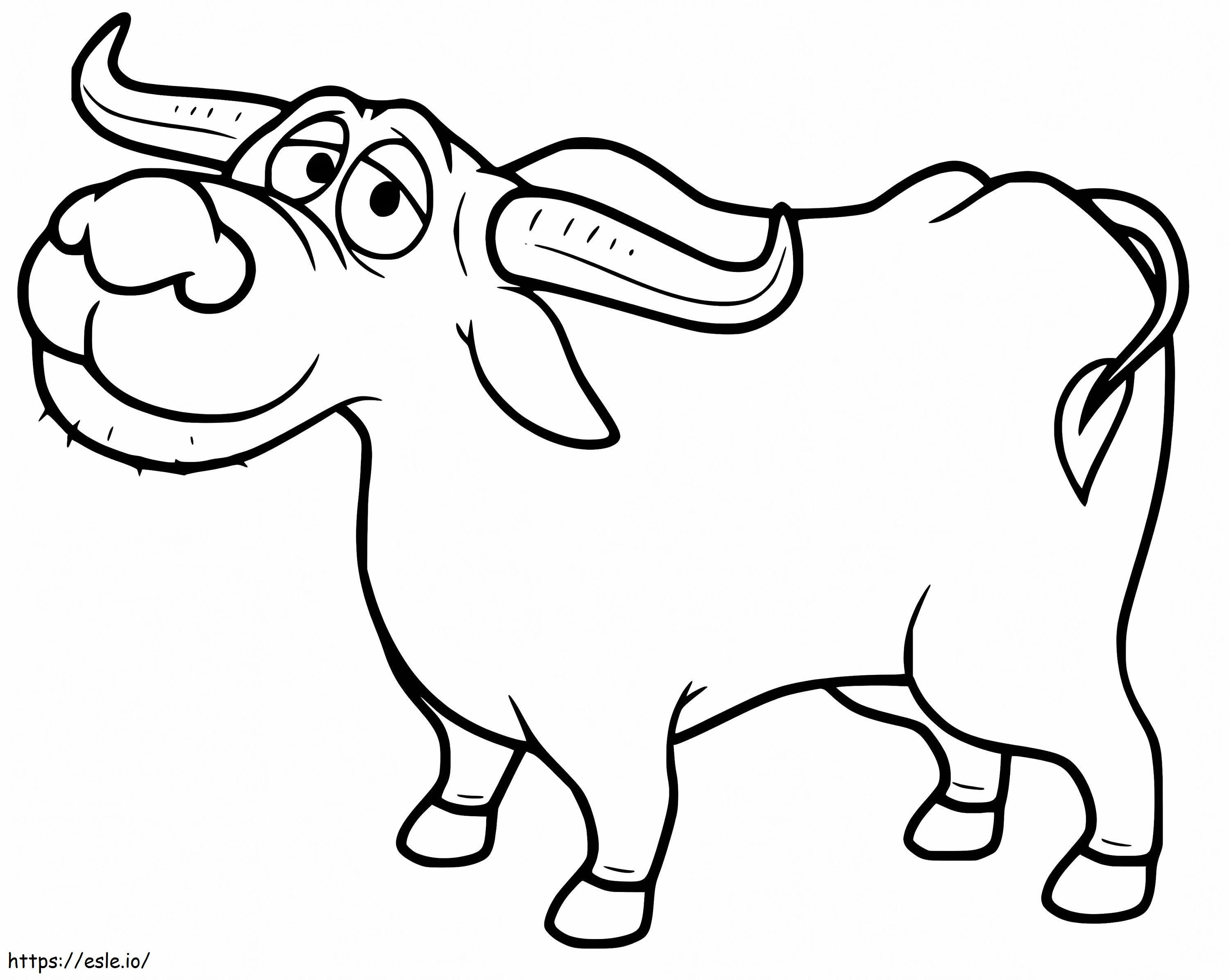 Cartoon Happy Bull coloring page