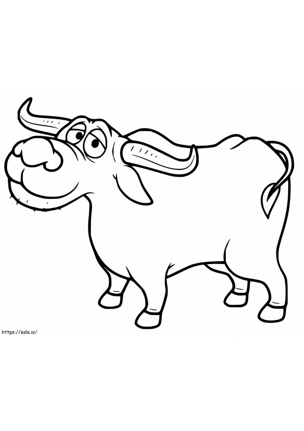 Coloriage dessin animé, heureux, taureau à imprimer dessin