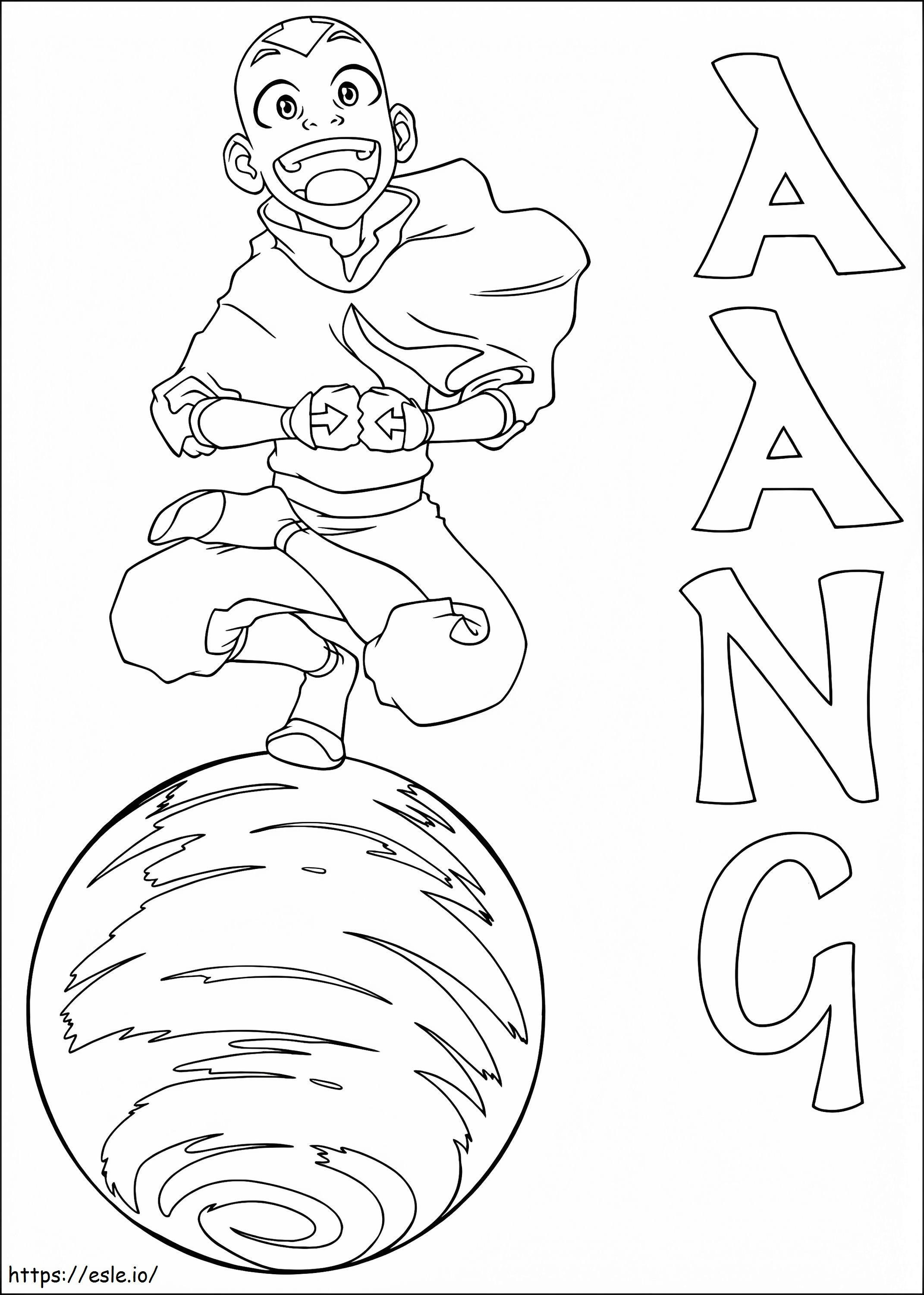 Coloriage  Aang avec boule d'oreille A4 à imprimer dessin