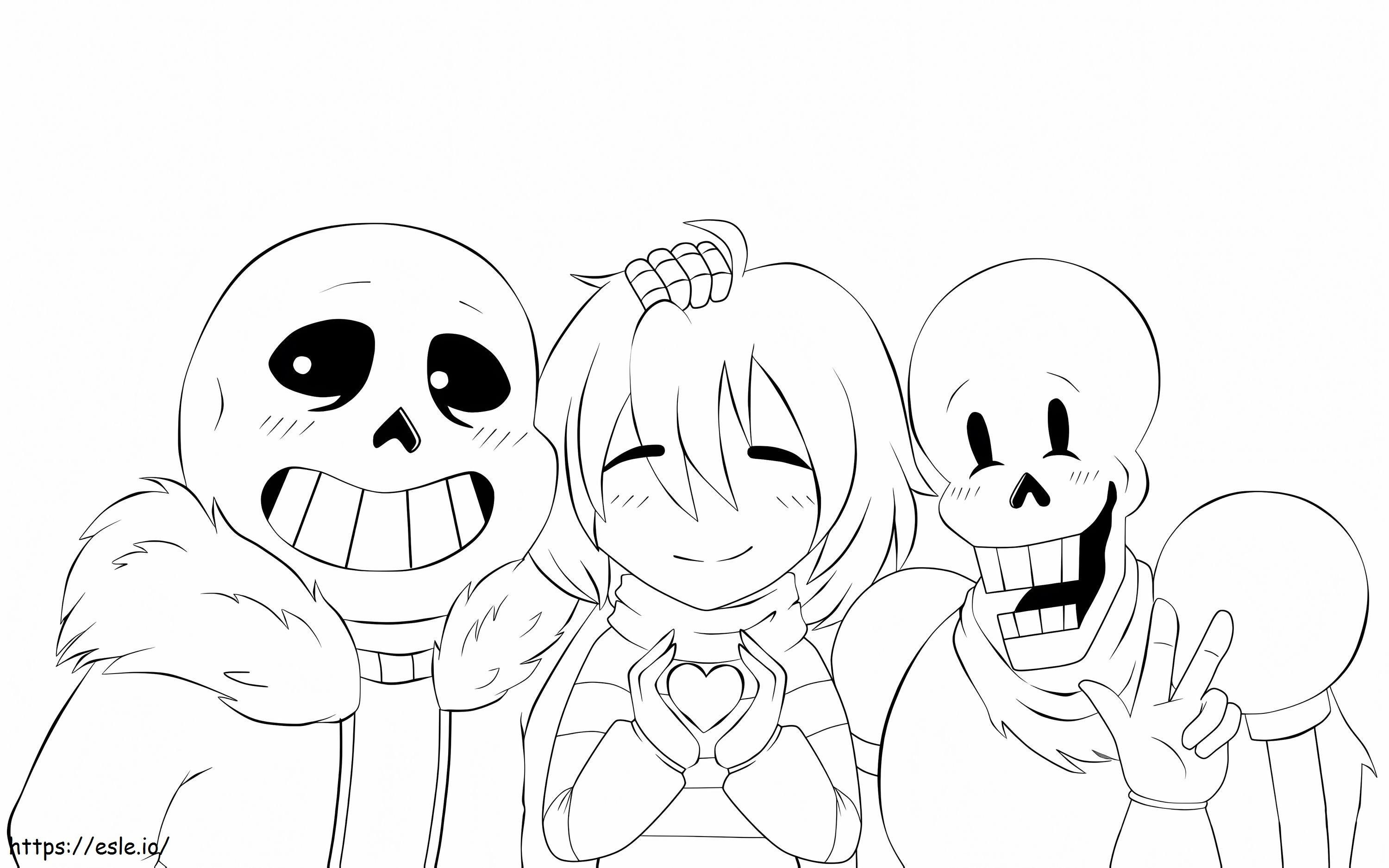 Lovely Papyrus And Sans coloring page
