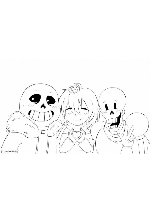Lovely Papyrus And Sans coloring page