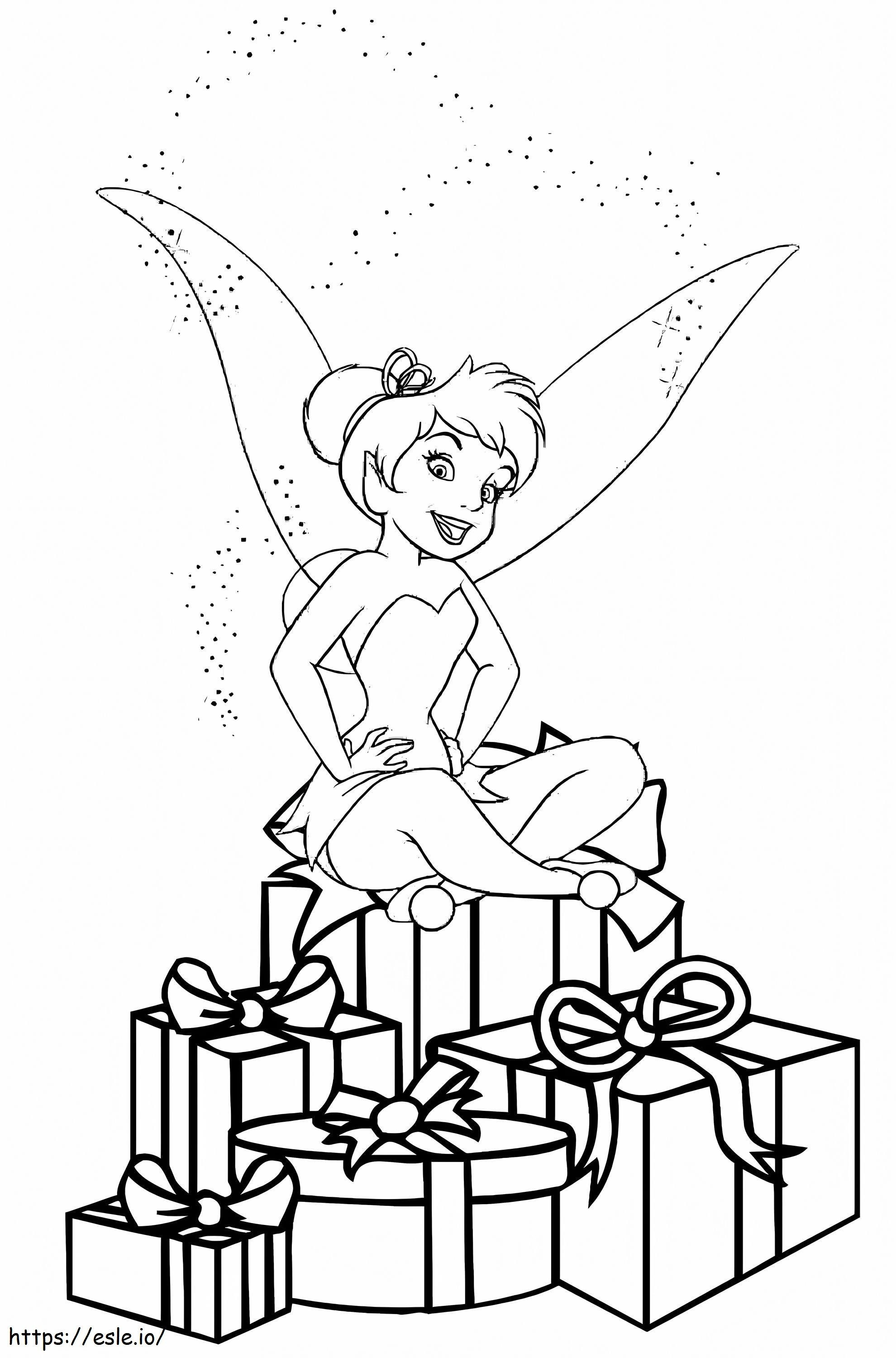 Tinkerbell y caja de regalo para colorear