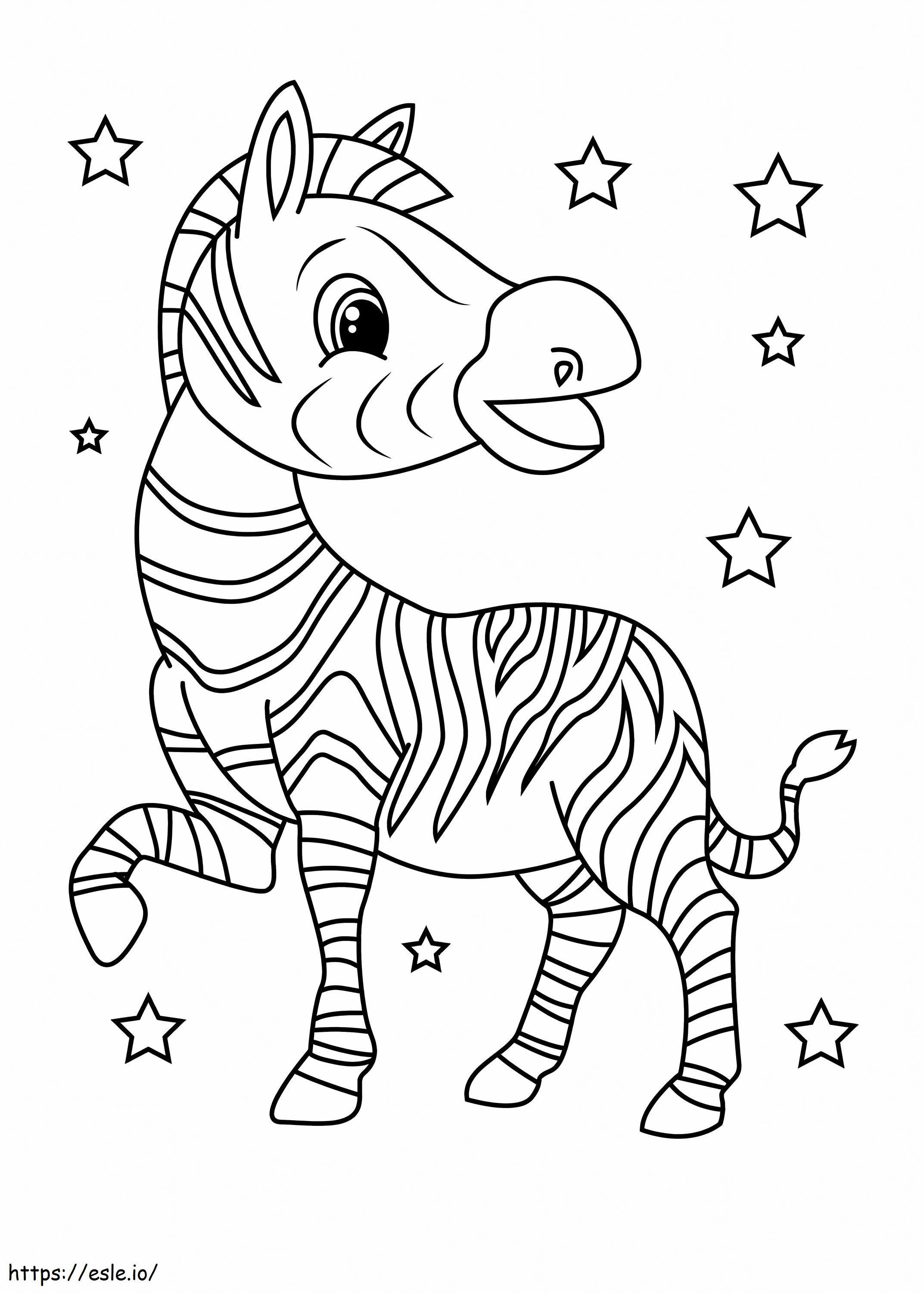 Zebră distractivă cu stea de colorat